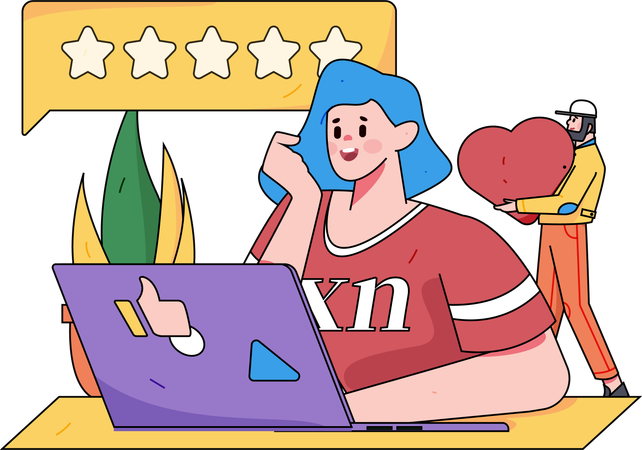 Customer support agent viewing shopping review  Illustration