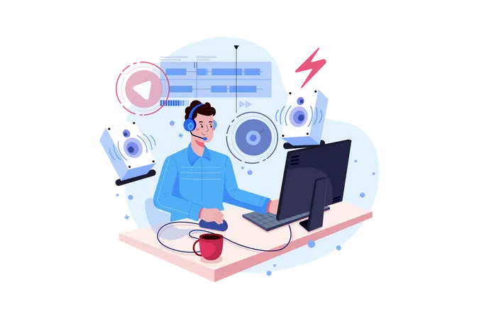 Customer Support and Guide Illustration