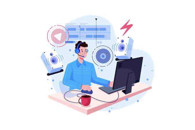 Customer Support and Guide  Illustration