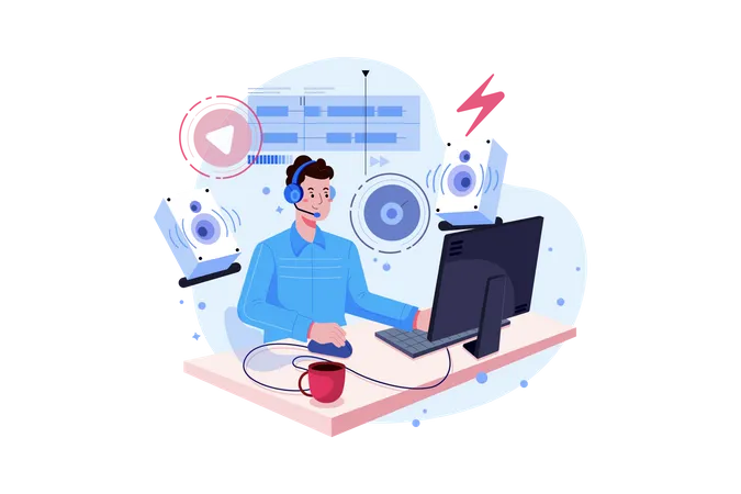 Customer Support and Guide  Illustration