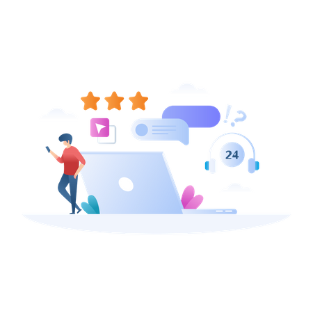 Customer Support and rating Illustration