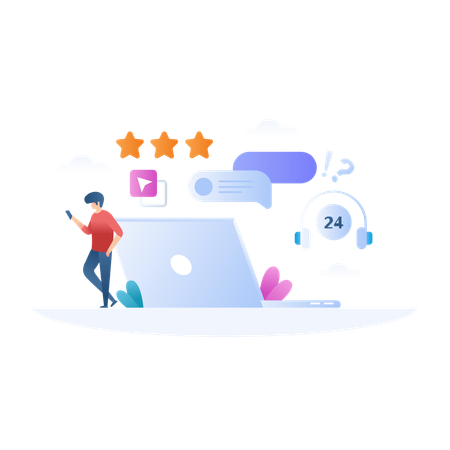 Customer Support and rating  Illustration