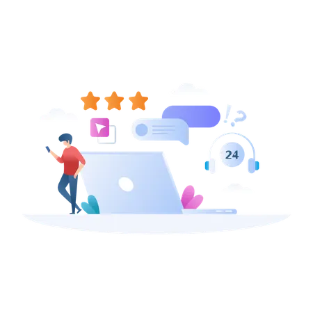 Customer Support and rating  Illustration