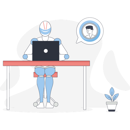 Customer support by robot assistant  Illustration