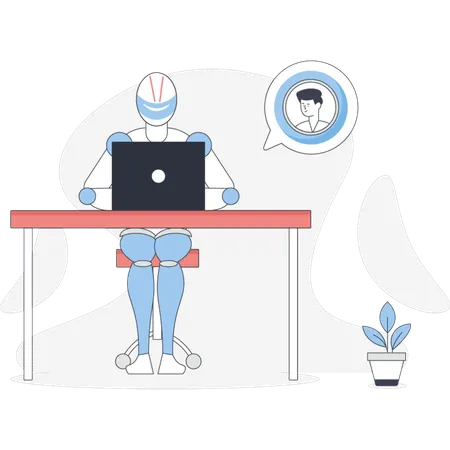 Customer support by robot assistant  Illustration
