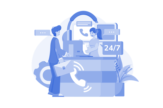 Customer support center operator  Illustration