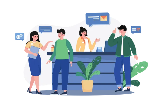 Customer Support Desk  Illustration