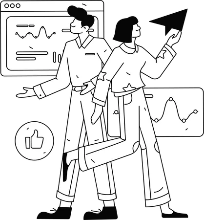 Customer support employee working on laptop  Illustration