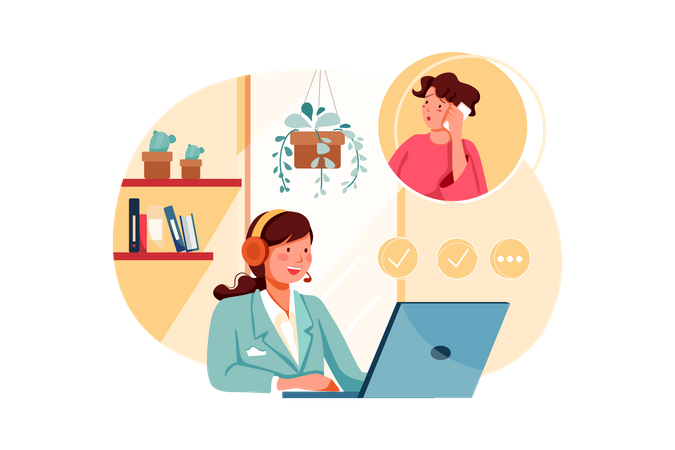 Customer support executive helping customer  Illustration