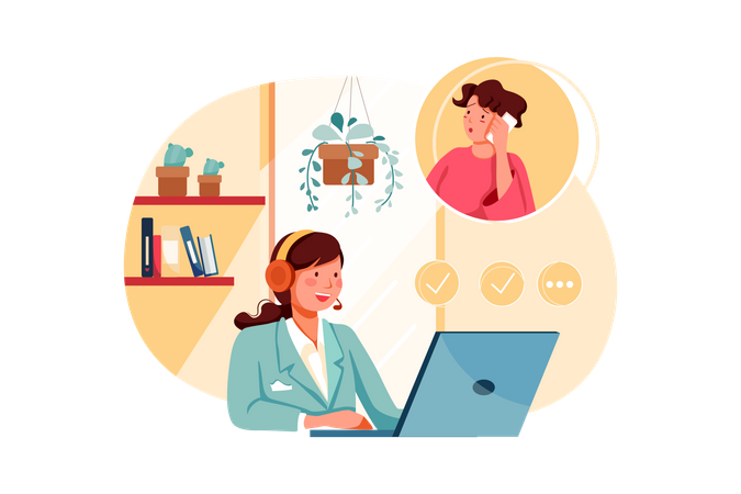 Customer support executive helping customer  Illustration