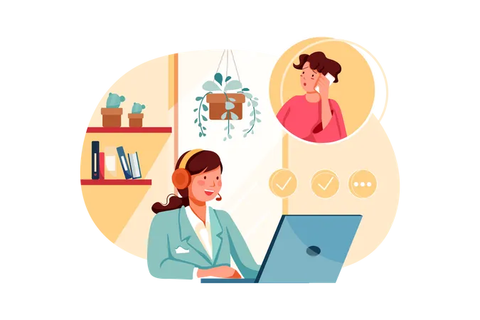 Customer support executive helping customer  Illustration