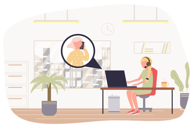 Customer support executive helping customer  Illustration