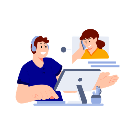 Customer support executive helping customer  Illustration