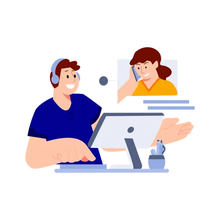 Customer support executive helping customer  Illustration