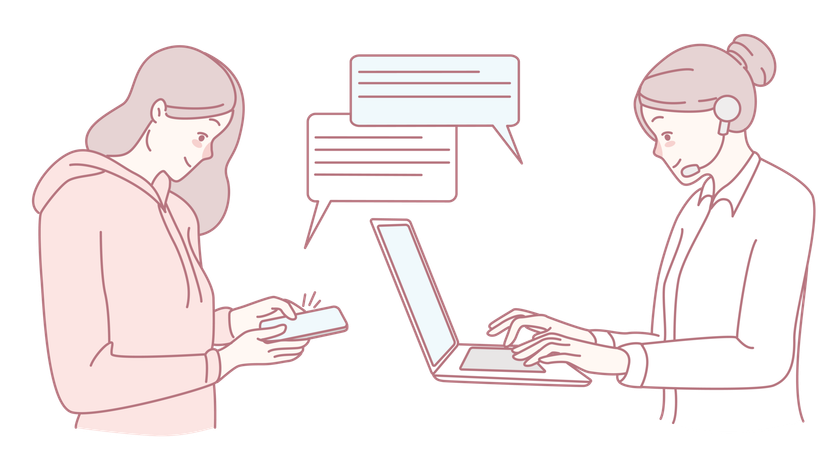 Customer Support Interaction Engaging Text and Chat Communication for Enhanced Experiences Illustration