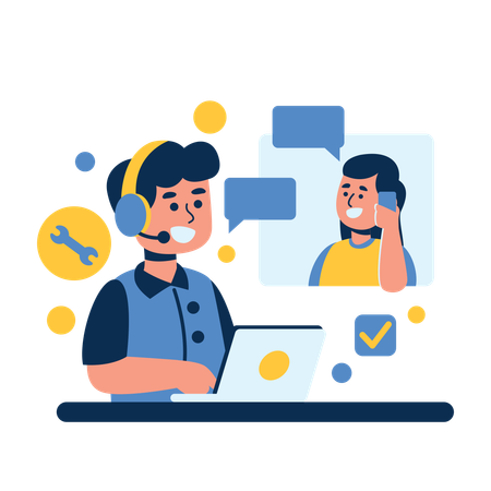 Customer Support Representative Assisting Client  Illustration