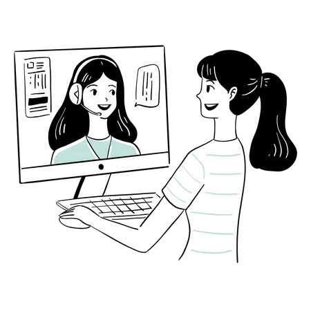 Customer Support Video call  Illustration