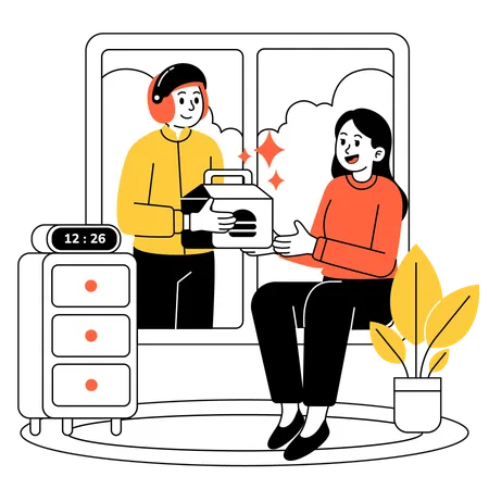 An Illustration Of Customer Take The Food Delivery Illustration