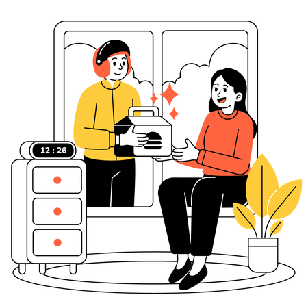 Customer take food delivery  Illustration