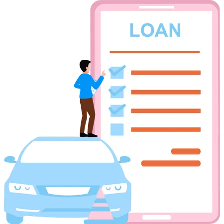 Customer takes loan on new car  Illustration