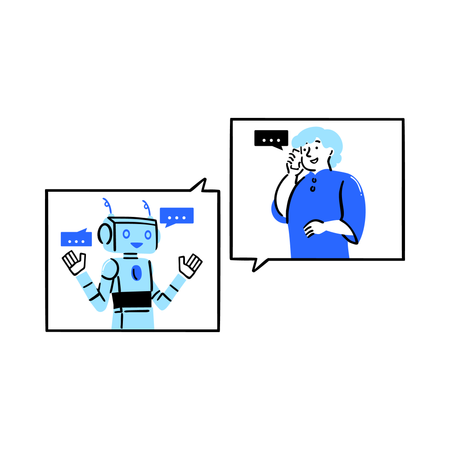 Customer talking to ai chatbot  Illustration