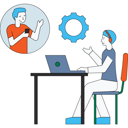 Customer talking to service center  Illustration