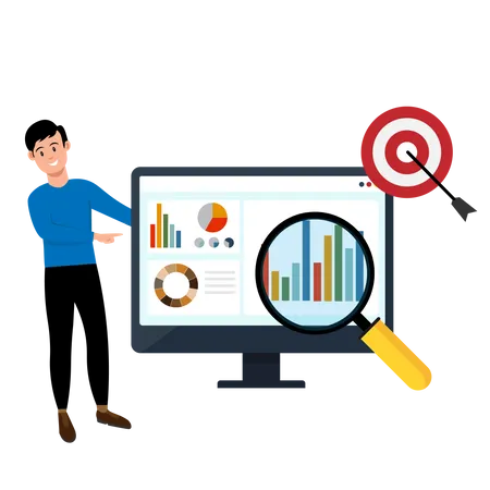 Concept Of Target Marketing Digital Content Marketing Customer Targeting Flat Cartoon Illustration Illustration