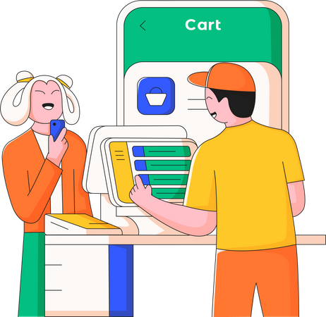 Customer transaction with digital cashier counter Illustration
