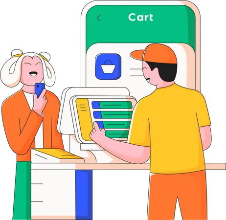 Customer transaction with digital cashier counter Illustration