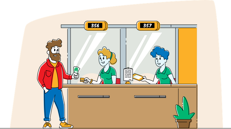 Customer using banking service Illustration