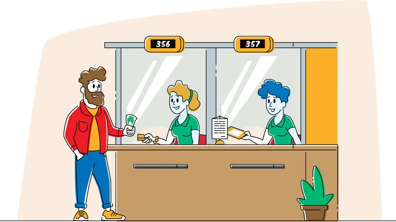 Customer using banking service Illustration