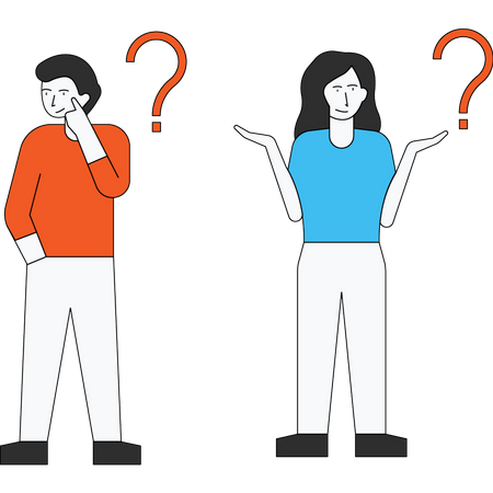 Customer with questions and answers  Illustration