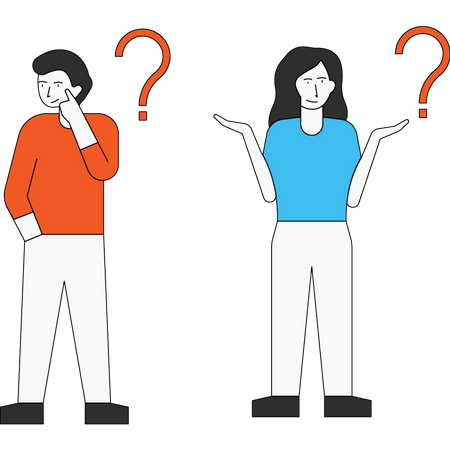 Customer with questions and answers  Illustration
