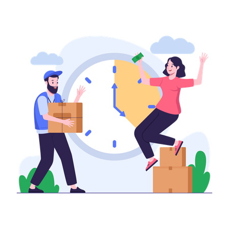 Customers are satisfied because delivery is on time  Illustration