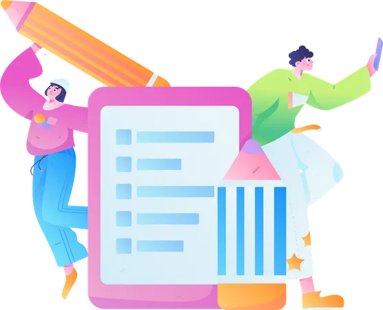 Customers fills data collection form  Illustration