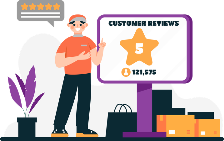 Customers give good reviews  Illustration