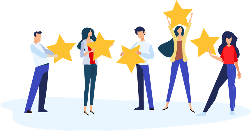 Customers giving company reviews  Illustration