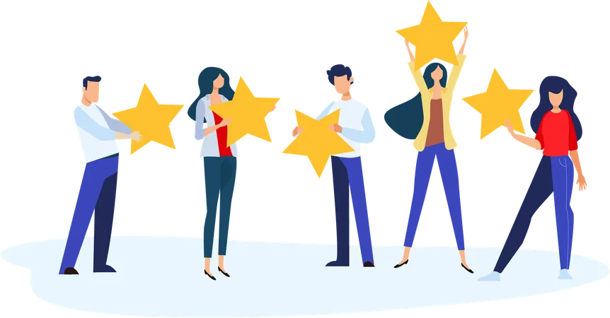 Customers giving company reviews  Illustration