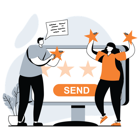Customers giving service rating  Illustration