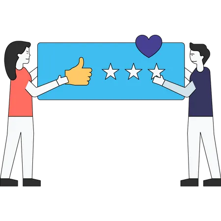 Customers giving star rating Illustration