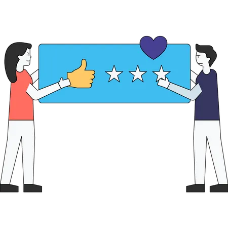 Customers giving star rating  Illustration