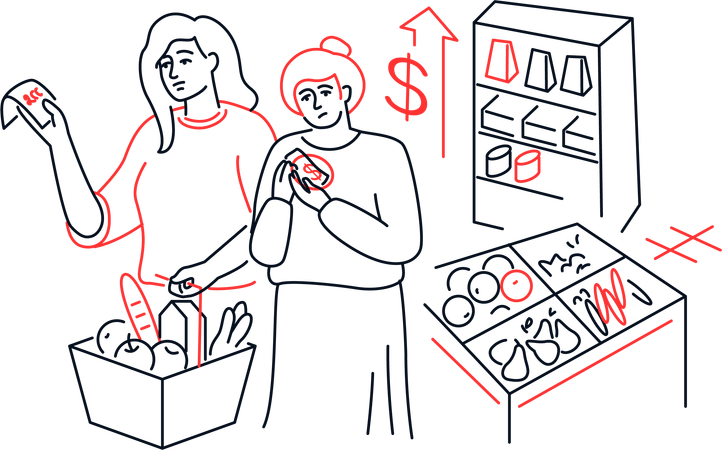 チェックを見ている顧客  イラスト