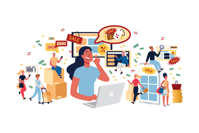 Customers Ordering Products Online  Illustration