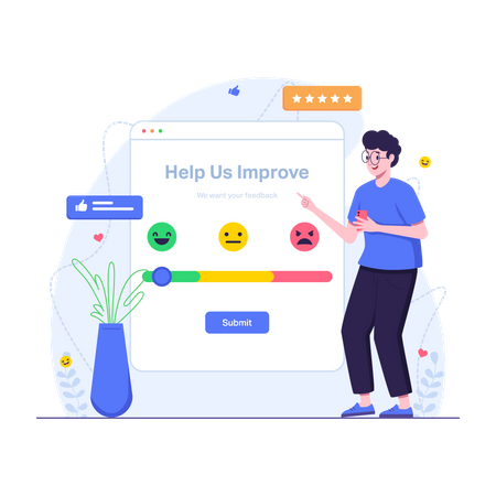 Customers provide a satisfaction rating scale  일러스트레이션