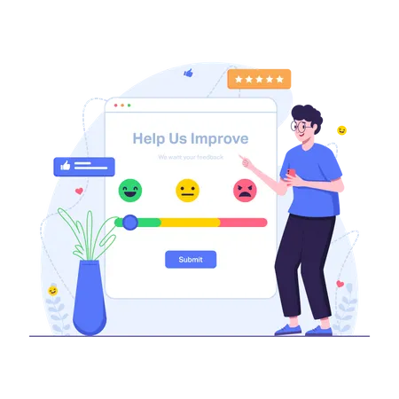 Illustration Of Customers Provide A Satisfaction Rating Scale Illustration