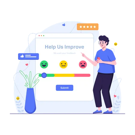 Customers provide a satisfaction rating scale  Illustration