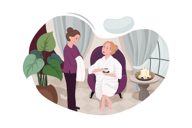 Customers receiving quality services in spa salons  Illustration