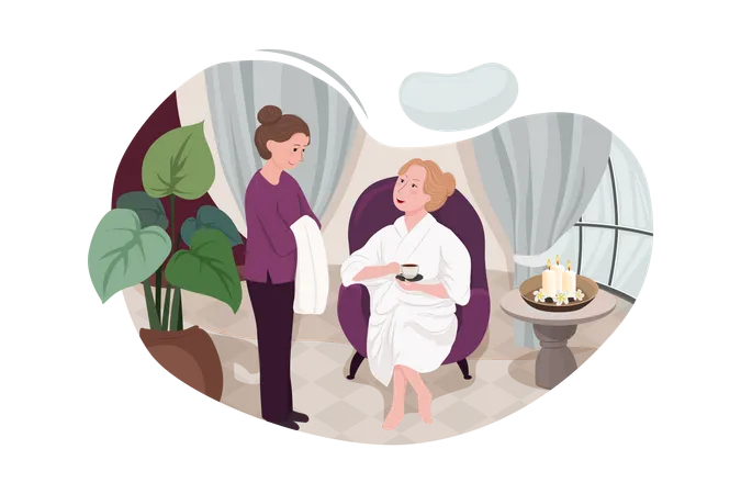 Customers receiving quality services in spa salons  Illustration