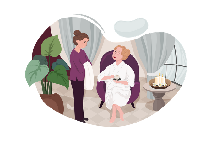 Customers receiving quality services in spa salons  Illustration