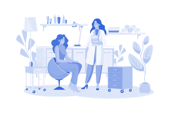 Customers Receiving Services in Spa Salons  Illustration